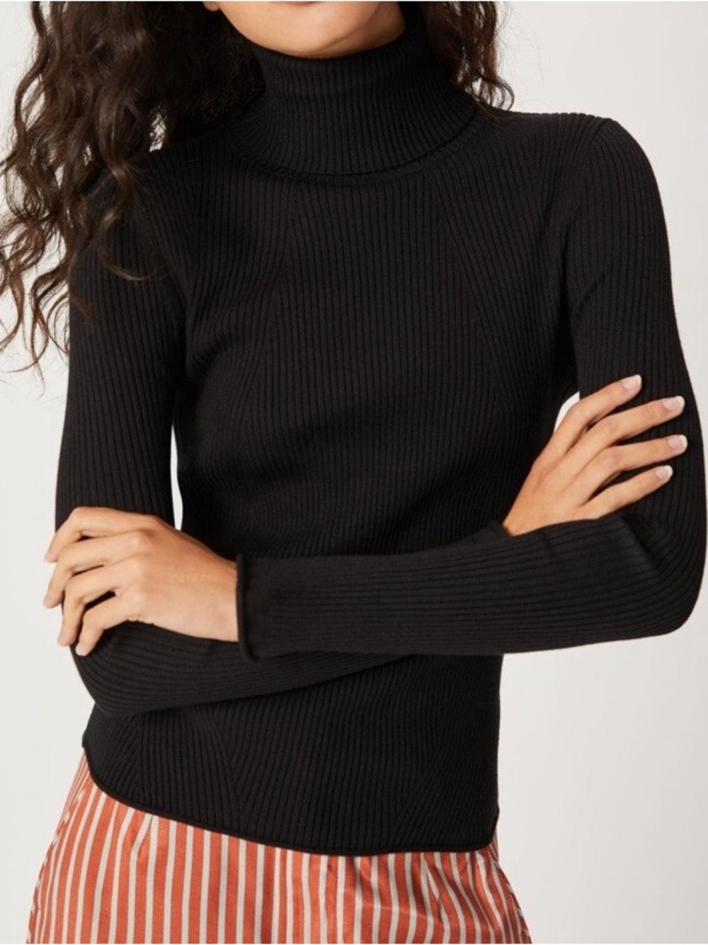 Maeve Anthropologie Black Ribbed Turtleneck Sweater - S